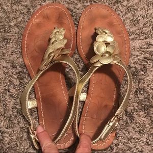 Coach Gold Flower Sandals